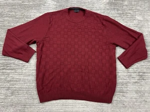 Geoffrey Beene Sweater Mens 2XL Red Long Sleeve Windowpanel Acrylic - Picture 1 of 12