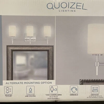 Quoizel Rossfield 24-in 3-Light Polished Chrome Transitional Vanity Light - Image 1 of 4