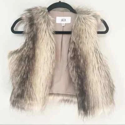 Chaleco Jack Imitación Piel Marrón, Tostado y Negro Frente Abierto Talla XS Foto 1 de 4