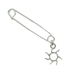 Made in USA Safety Pin Brooch Sunshine Sun Charm Silver Tone Fashion Jewelry 2" - Picture 1 of 8
