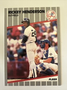 FLEER 1989 MLB Baseball Card RICKEY HENDERSON Yankees #254 EX-NM!
