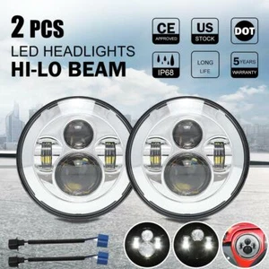 Pair 7" LED Headlight Hi/Lo H4/H13 Adapter for Chevy C10 Camaro Pickup Truck - Picture 1 of 12