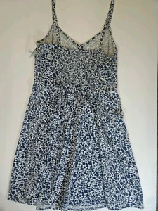 Gap Midi Dress Womens Small V-neck Floral Print 1/2 Button Blue White Tank NEW - Picture 1 of 12