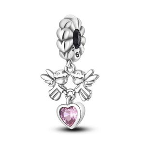 Guardian Angel Wing Love Heart Charm Cherub Mum Genuine Sterling Silver 925 - Picture 1 of 1