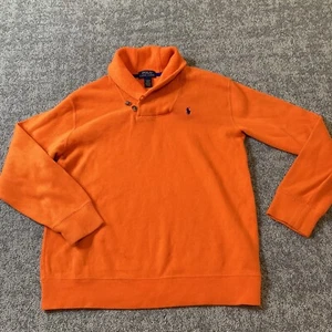 Ralph Lauren Sweater Youth Boys Large 14/16 Orange Cowl Neck Turtle Neck Long  - Picture 1 of 9