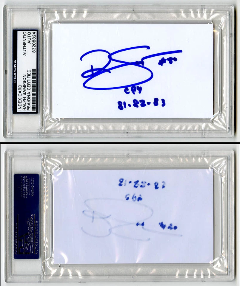 Ralph Sampson SIGNED 3x5 Index Card + CPY Virginia Cavaliers PSA/DNA AUTOGRAPHED - Image 1 of 3