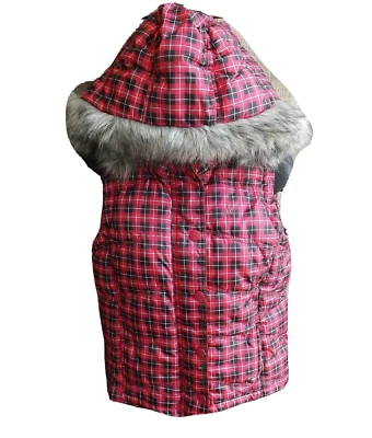 Aeropostale Puffer Vest Pink Plaid Womens S Small Petite Insulated Fleece Hooded - Image 1 of 4