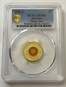 2022 Australia $2 ‘C’ Mintmark Honey Bee Coin MS68 PCGS #46138291 LAST ONE - Picture 1 of 2