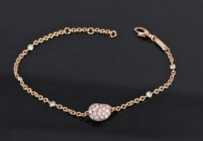 $4,750 ITALY 18k Rose Gold 1.00ct Pave Ball Diamond Bezel Set Chain 8'' Bracelet - Image 1 of 4