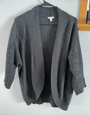 Sonoma Sweater Open Front 3/4 Sleeves Medium Charcoal Gray - Image 1 of 3
