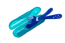 primamma 006311 Cutlery Box with Fork and Spoon Blue/Green