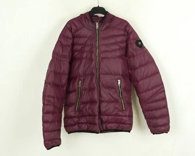 DIESEL Mens S Insulated Down Puffer Jacket Coat Parka Hooded Padded Burgundy Top - Image 1 of 4