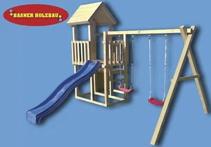 Spielhaus Stelzenturm Kletterleiter mit Schaukel Rutsche und Sandkasten CONNY - Bild 1 von 9