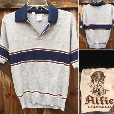 Vintage Alfie California Shirt Acrylic Knit Pullover Hippy 70s 1970s L - Image 1 of 4