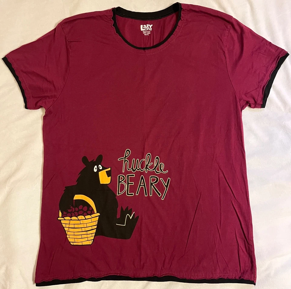 Camiseta para mujer Lazy One Hucklebeary calce regular PJ - XL Foto 1 de 3