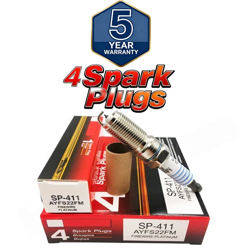 Juego 4 bujías SP-411 AYFS22FM AYFS22FMF4 cable fino platino para Mazda CX-9 Foto 1 de 4