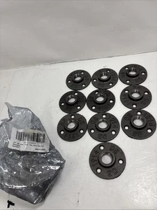 Pack of 10 Industrial-Style 1/2" Malleable Iron Floor Flanges for DIY Projects - Picture 1 of 4