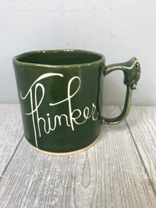 Green Anthropologie Visionary "Thinker" Mug - Green Mug With Owl on Handle - Picture 1 of 11