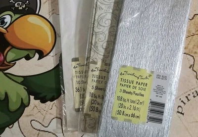 X 3 Finishing Touch Tissue Paper Metallic Silver White Congratulations Present - Image 1 of 3