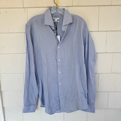 Reiss Ruban Linen Button Down Shirt Light Blue size Large NWT - Image 1 of 4