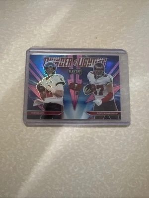 TOM BRADY / ROB GRONKOWSKI 2021 Panini Playoff Thunder & Lightning Pink Holo - Image 1 of 2