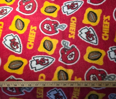 NFL Kansas City Chiefs Toss Red Fleece Craft Sewing Fabric 34" New - Image 1 of 2