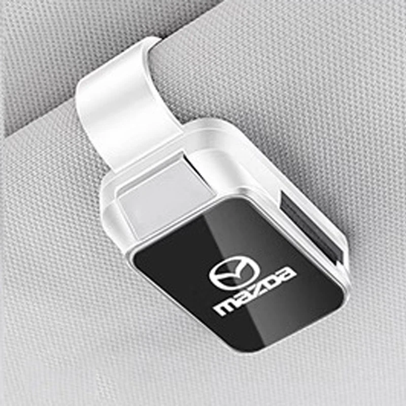 Car Accessories Sun Visor Sunglasses Card Holder Clip For Mazda White Foto 1 de 4