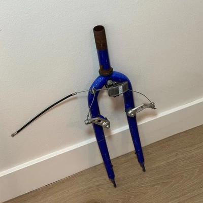 Vintage Blue 26" 1 1/8" Threaded 130mm Steel Rigid w Brakes & Reflector On Fork - Image 1 of 4