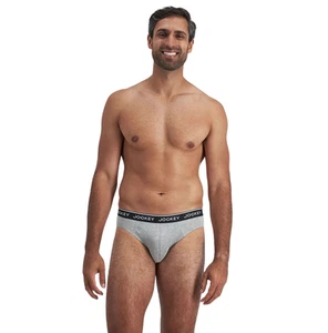 16 X Jockey Elastic Cotton Brief Underwear Black / Grey Undies - Picture 1 of 11