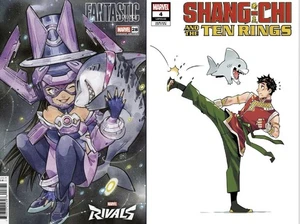 SET ~ Jeff the Land Shark Cover Variants / Fantastic Four #28 & Shang Chi #4 - Picture 1 of 23