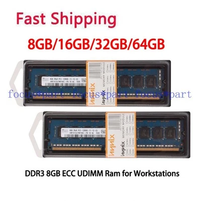 Lote de memoria DDR3 8 GB/16 GB/32 GB/64 GB PC3-12800E 1600 MHz ECC UDIMM para estaciones de trabajo Foto 1 de 4