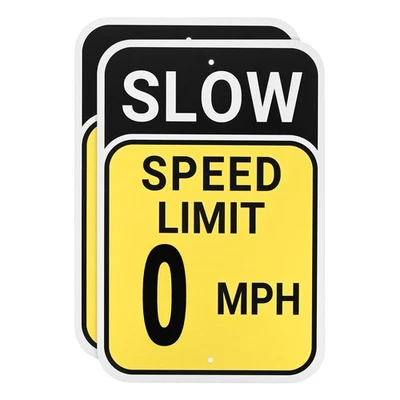 2-Pack Speed Limit 0 MPH Sign 12" x 8" Aluminum Weather Resistant Traffic Sign - Image 1 of 4