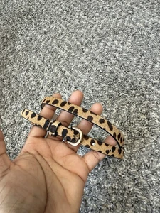 J.Crew Leopard Kalbshaar Leder Gürtel Skinny Gr. XS Gold Schnalle Preppy Glam Neu - Bild 1 von 7