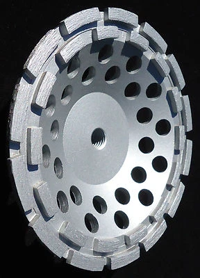 7" PRO.DIAMOND DOUBLE ROW CUP WHEEL  28 SEG 4 HARD CONCRETE FIELD STONE GRINDING - Image 1 of 2