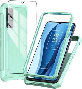 for TCL 40 XE/X 5G Phone Case with Tempered Glass Screen Silicone Series Green - Picture 1 of 4