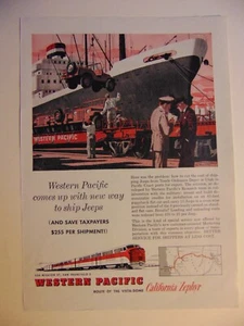 1960 PACIFICO OCCIDENTALE California Zephyr Navi Jeep pubblicità stampa d'epoca - Foto 1 di 1