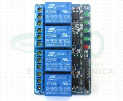 Scheda 4 relè 5Vdc Relay Shield Arduino con Optoisolatori - Immagine 1 di 2
