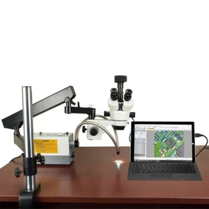 OMAX 2.1X-270X USB3 5MP Zoom Stereo Microscope on Articulating Arm + 150W Light - Picture 1 of 8
