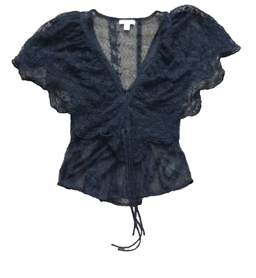Blusa de encaje negra para mujer Top Shop Foto 1 de 4
