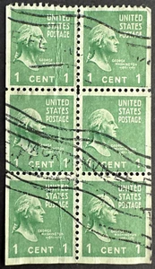 US 1938 Scott #804b Booklet Pane of 6 Used Jacksonville FL Cancel Washington - Picture 1 of 2