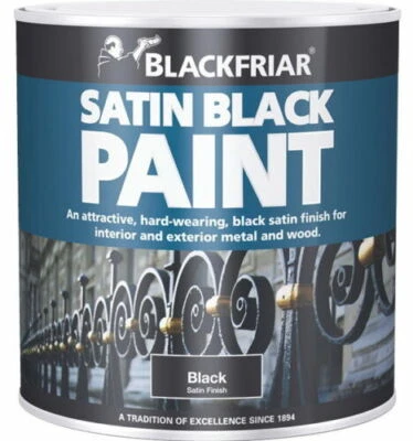 BLACKFRIAR Wood And Metal Satin Black Brush Paint Interior Exterior 500ml Iron Steel Gates