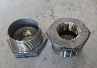 (2) 304 Stainless Steel 1 1/4” X 3/4” Reducing Bushing A182 Taiwan - Image 1 of 2