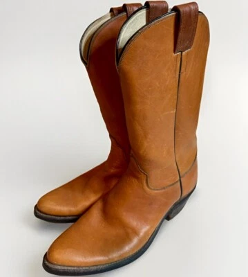 Botas de trabalho vintage Olathe marrom couro castanho caubói ocidental masculinas tamanho 10 A - Imagem 1 de 4