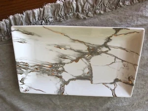 Grace's TEAWARE MÁRMOL DORADO GRIS BLANCO PLATO GRANDE PARA SERVIR NUEVO 14" NUEVO - Imagen 1 de 2