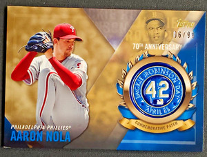 2017 Topps Series One Baseball Aaron Nola Jackie Robinson Logo Patch /99