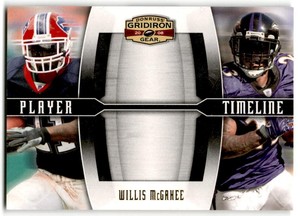 2008 Donruss Gridiron Gear #PT-25 Willis McGahee /500 Player Timeline Gold