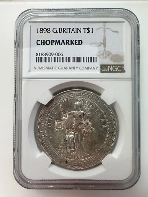1898 GREAT BRITAIN SILVER British SILVER TRADE DOLLAR NGC CHOPMARKED COIN - Image 1 of 2