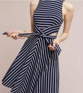 Anthropologie Hutch Kinsley Blue White Stripe Dress XL Large New NWT Sleeveless - Picture 1 of 3