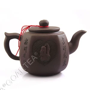 Tetera Zisha de cerámica de arcilla púrpura hecha a mano dios de la longevidad chino Yixing 500 ml - Imagen 1 de 5