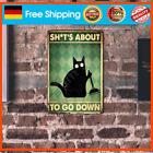 Cartoon Black Cat Metallplatte Blechschild Plakette für Bar Pub Club (20x30cm)